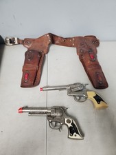 Vintage Hubley cap guns And Dual Leather Holster Rig TEXEN JR