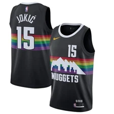 Nikola Jokic Jersey Black Mens Large City Denver Nuggets #15