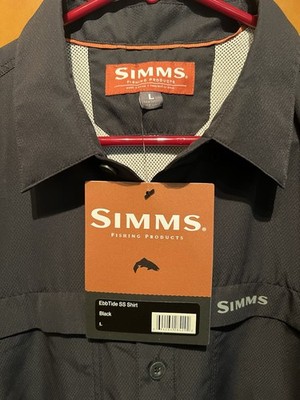 Simms Fishing Ebbtide Short Sleeve Vented Shirt Black Men s Size Large New