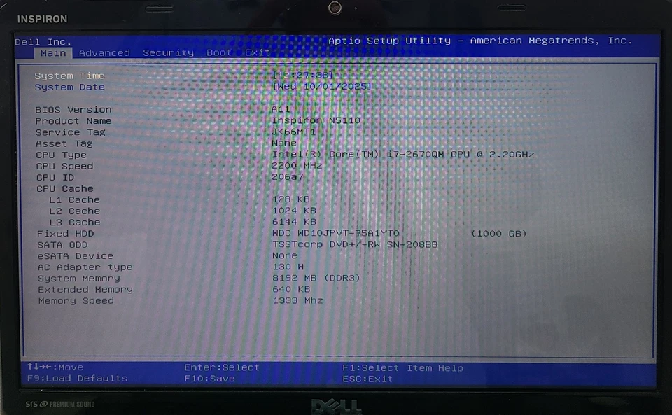 Portátil Dell Inspiron N5110 Intel i7-2670QM 8 GB RAM 1 TB HDD SIN SISTEMA OPERATIVO (FL) Foto 2 de 4