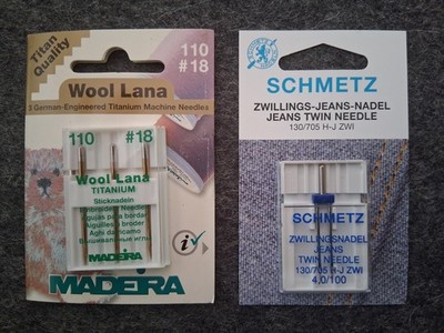 Schmetz Maschinen Nadeln , Madeira Sticknadeln 110/18, Zwillings-Jeans-Nadeln