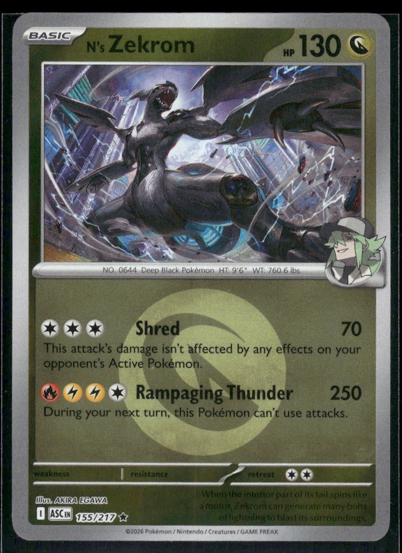 N's Zekrom (Energy Symbol Pattern) Rare ME: Ascended Heroes 155/217 NM