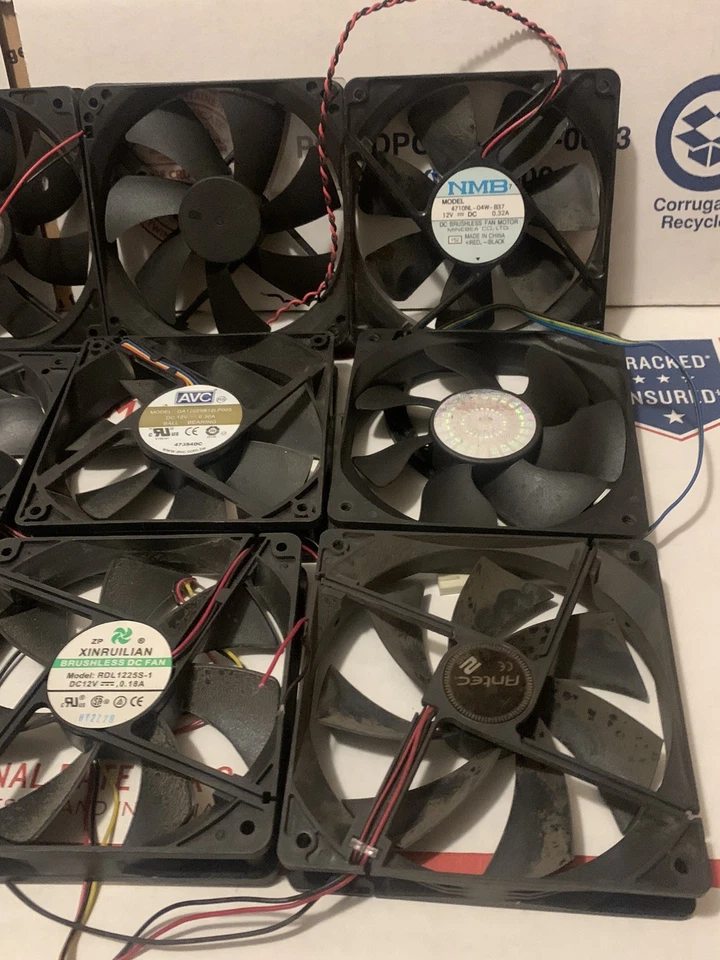 Ventilador Muffin Cooling DC 12V DC12V 120mm 120x120x25 Lote Mixto de 9 Foto 3 de 4