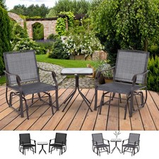 Glider Rocking Chair & Table Set 2-Seater Garden Swing Chair Patio Bistro Set