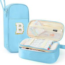 Large Pencil Case,Big Capacity Pencil Pouch,Personalized Initial Pencil Bag with