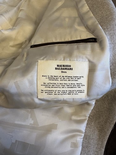Maurizio Baldassari F/W 24 Beige Virgin Wool Padded Chore Coat Size 56 NWT - Picture 10 of 21