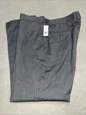 New Daniel Hechter Men's Luke Modern Flat Front Dress Pant 42x32 Gray
