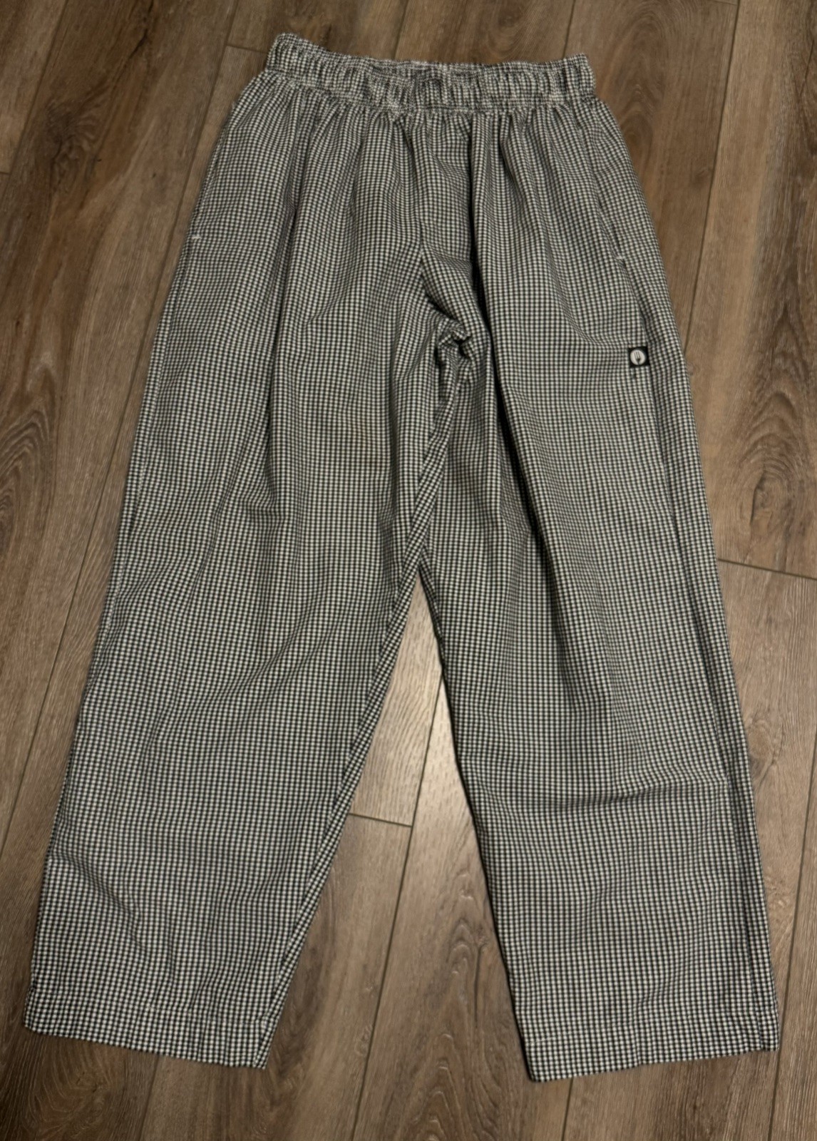 Chef Works Work Pants Large Drawstring Black Whit… - image 1