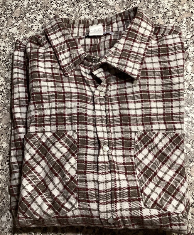 Haband Casual Joe Shirt Mens Large Plaid Flannel Pearl Snap Pockets