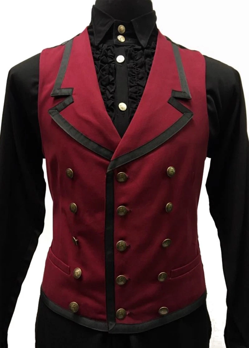 SHRINE GOTHIC COMMODORE BURGUNDY RETRO VAMPIRE VICTORIAN PIRAT STEAMPUNK VEST - product detail image 5