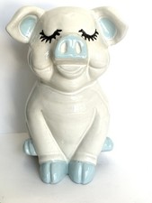 Sleeping Pig Piglet Ceramic Coin Bank 8  Tall Piggy Bank Home Decor Baby