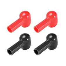 2 Pairs Battery Terminal Insulating Rubber Protector Covers 14mmx8mm Red Black