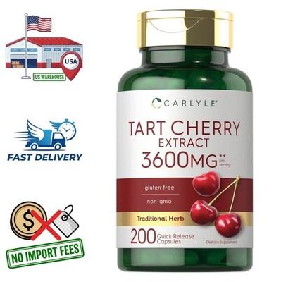 Tart Cherry 3600mg | 200 Powder Capsules | Fruit Extract | Prunus cerasus