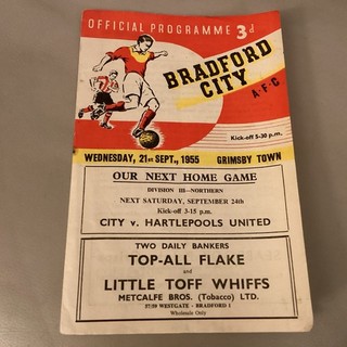 1955/6 Bradford City Grimsby Town Division 3 North 21 Sept 1955 Allenby Chilton