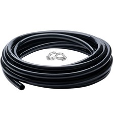 25ft Flexible PVC Tubing for Water, Fuel, Gas Durable Hose with 2 Clamps