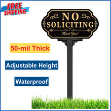 No Soliciting Sign For House With Stake- 50-Mil Thick Aluminum - 12.7 x 6.6"/36"