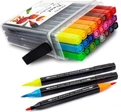Markers for Kids,Washable Markers with Stand Portable Box,Dual Tip Set, Brush &