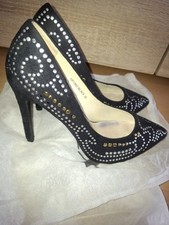 Pumps  Gr. 38 Schwarz Wildleder Optik mit Nie...