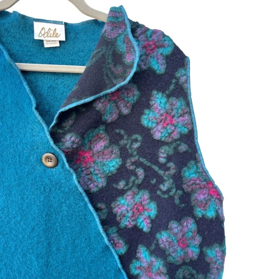 Женский жилет Odile XL Цветочный Вычурный Цветочный Валяной Шерстяной Без рукавов с Карманом - Изображение 4 из 4