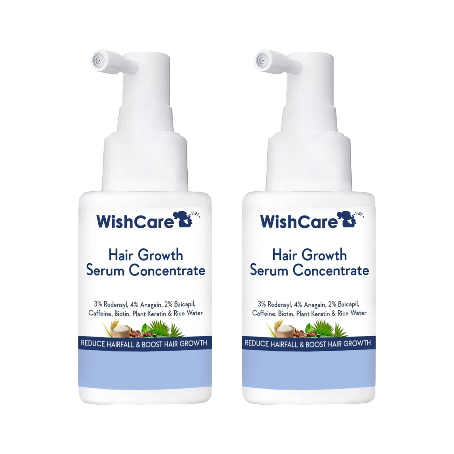 WishCare Hair Growth Serum Concentrate Plant Keratin & Rice Water 30ml Pack of 2