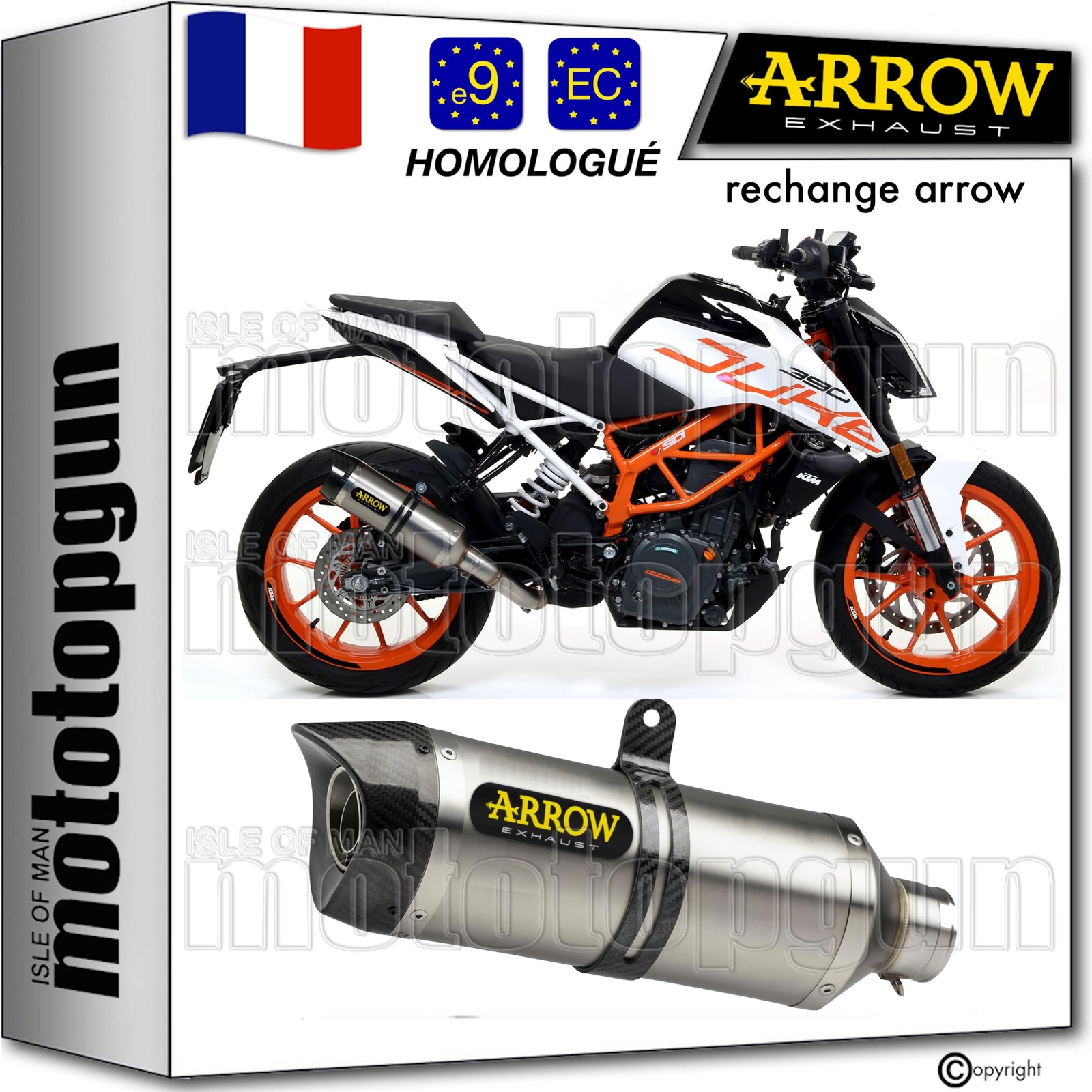 Pot echappement moto Arrow Thunder titane homologue pour silencieux KTM Duke 390 2019