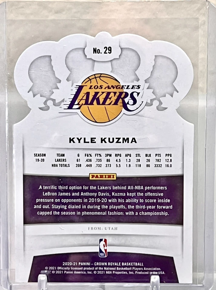 Kyle Kuzma 2020-21 Panini Crown Royale #29 Lakers - Image 2 of 2