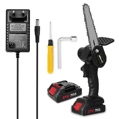 Neu Akku Kettensäge 6 Zoll Mini Elektro Kettensägen Handkettensäge Mit 2 Akku