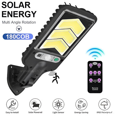 LED Solar Light Outdoor Motion Sensor 3 Modes Flood Wall Lamp Street Yard Garden