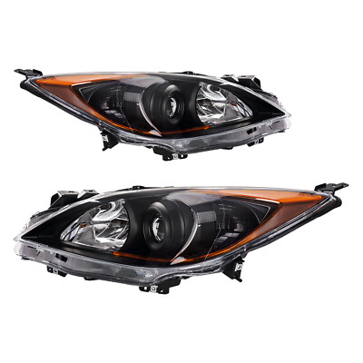 For 2010 2011 2012 2013 Mazda 3 Halogen Headlight Set Left & Right Headlamp Pair