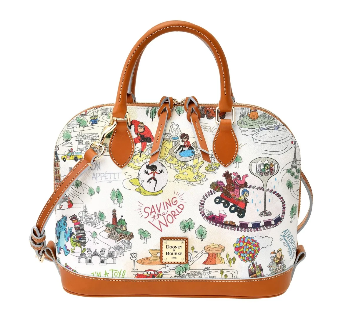 New Disney Dooney u0026 Bourke Pixar Maps Domed Satchel Tote Bag Purse | eBay