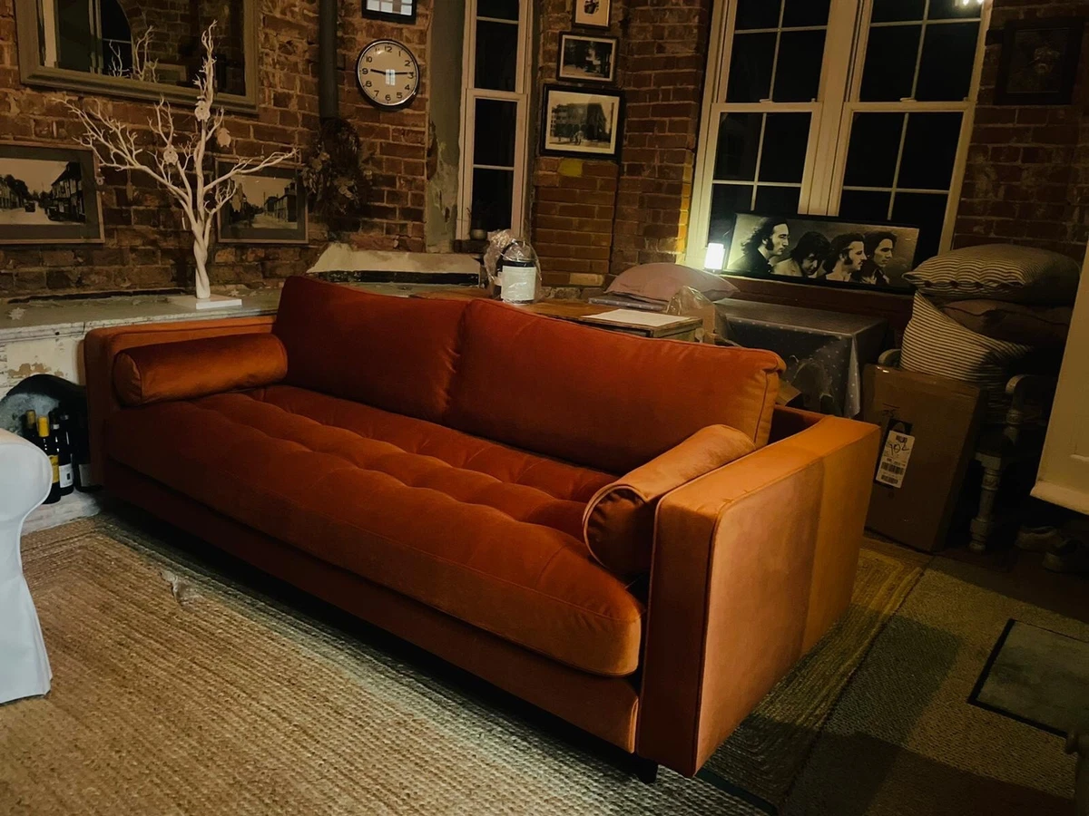 Burnt orange velvet couch outlet