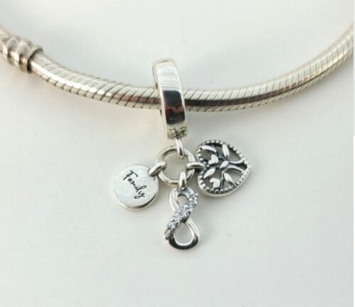 Authentic S925 Family Tree Infinity Love Triple Trio Dangle Charm - Picture 1 of 4