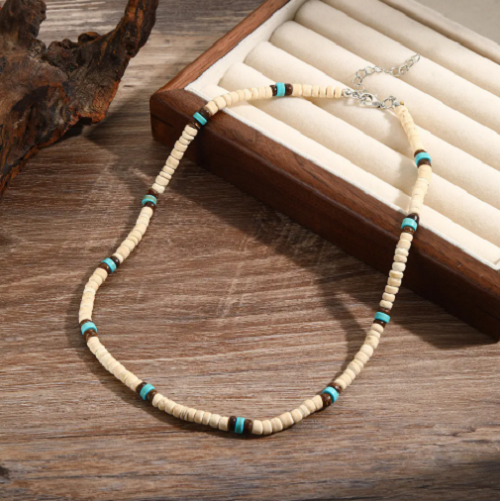 Saashi Collar Hombre Bohemia Male Surfer Necklace Coconut Shell Wooden Beaded Summer Accessories.