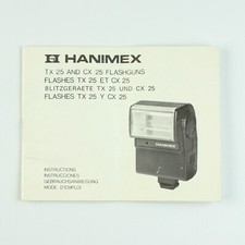 Hanimex TX 25 - CX 25 Flashguns Flashes - Instructions - Manual Booklet