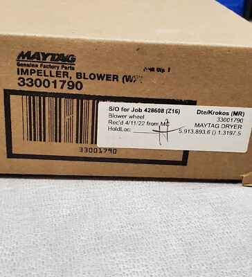 33001790 NEW GENUINE OEM MAYTAG Dryer Blower Wheel