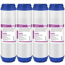 4 Pack 5μm 10x2.5" Granular Activated Carbon Water Filter GAC Sediment Cartridge