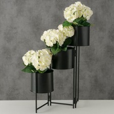 Porta Piante Presina Fiore 3 Pentole Wohnraumdekoration Ferro Nero Rotondo