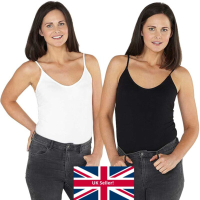 Damen Body Stretch Träger Cami Trägertop ärmellos Turnanzug Just Essentials