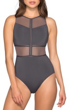 JETS Women's Aspire High Neck One-Piece Swimsuit Slate US Size 6 L16102