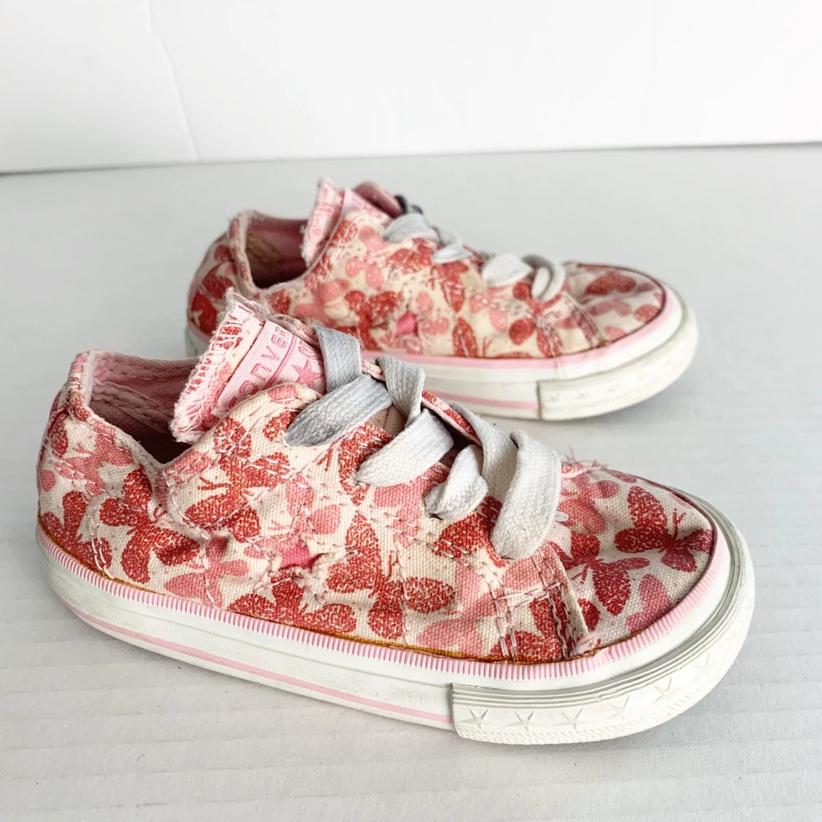 Converse All Star Pink Butterfly Shoes Girls Size 6 eBay