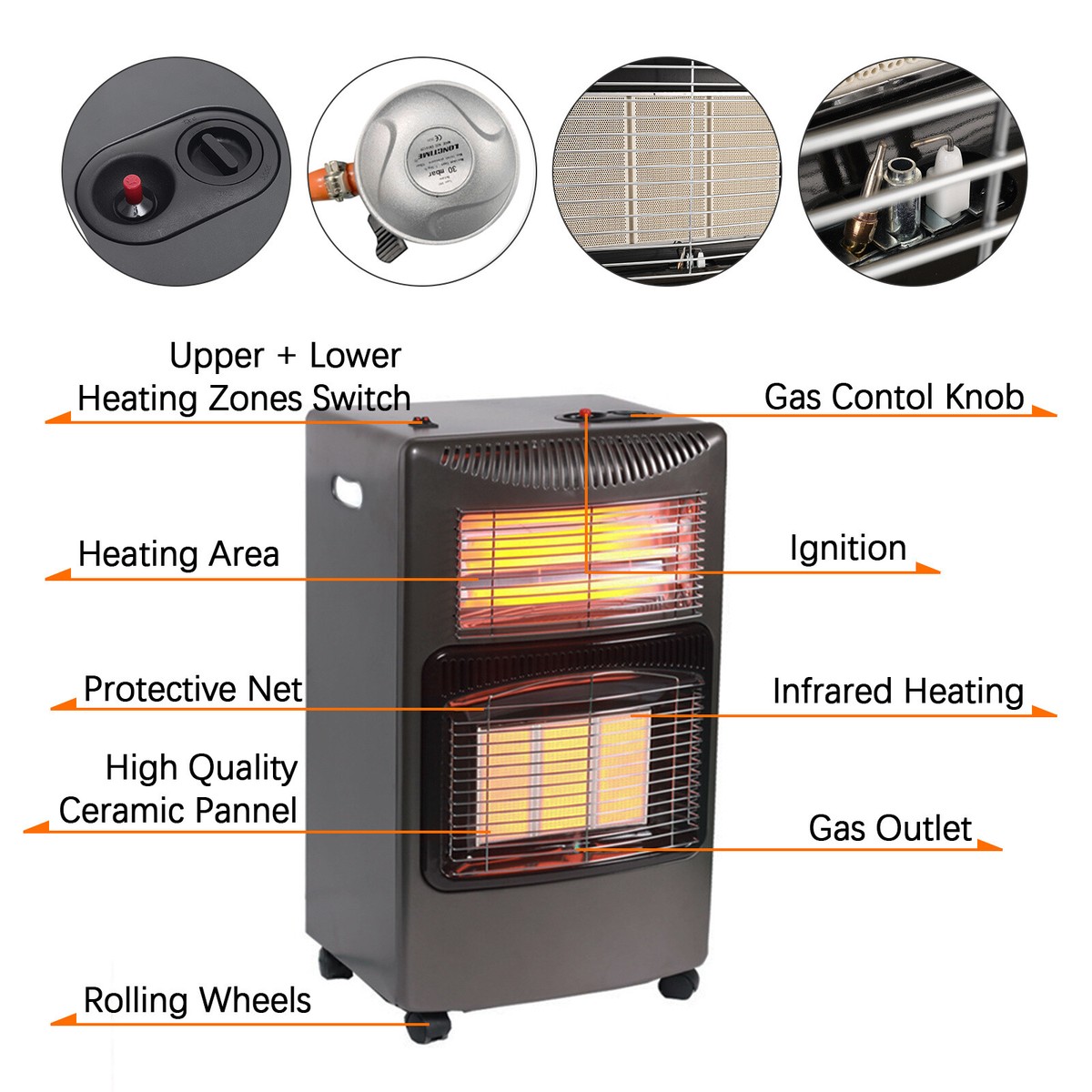 Propane Heater Portable Gas Heater Free Standing 4.2KW Foldable Calor  Butane Fire Calor Gas Heaters, image size:1200x1200