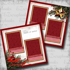 Red Sleigh - 2 Premade Scrapbook Pages - EZ Layout 5796