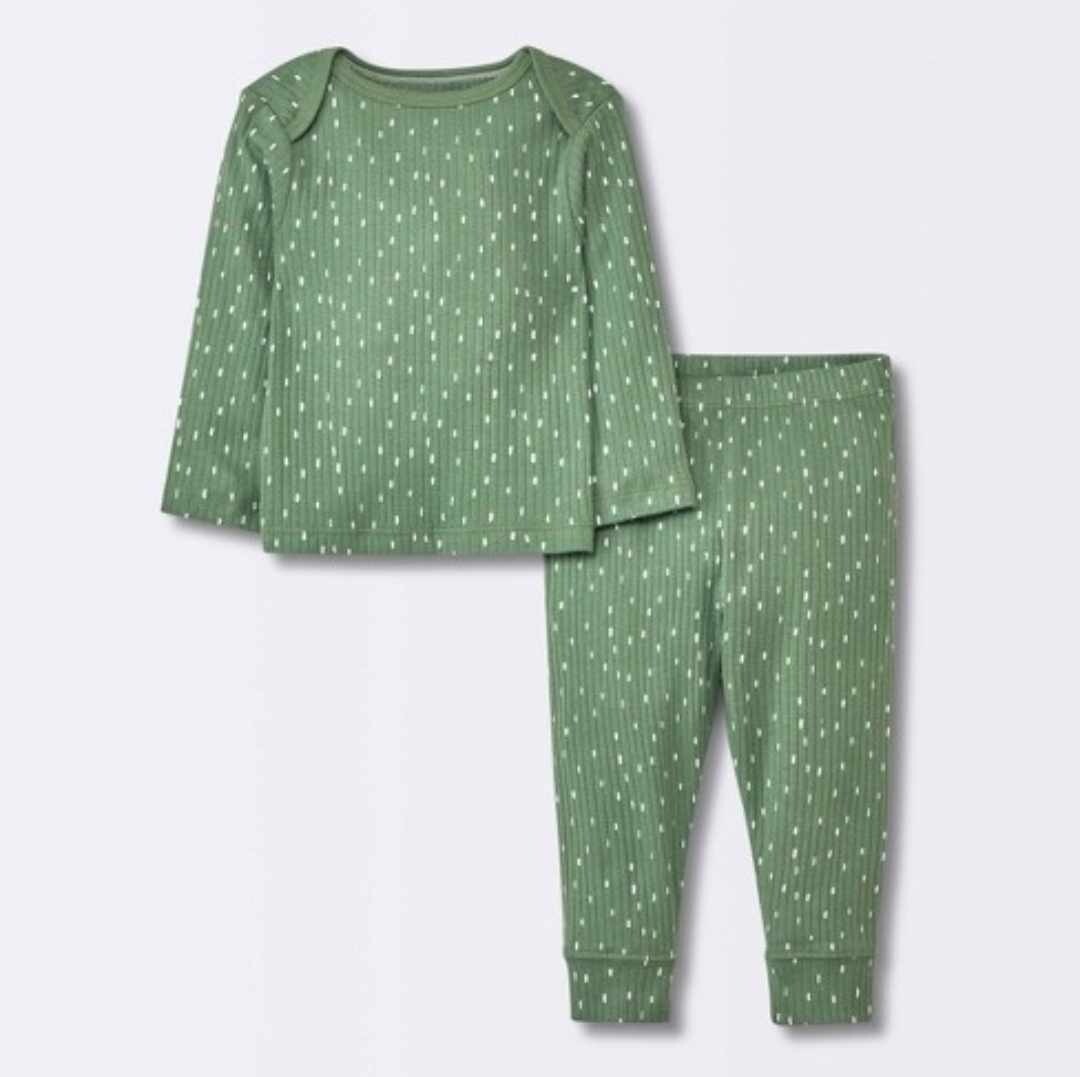 Nwt Baby 2pc Wide Ribbed Top & Bottom Set - Cloud Island Light Green-image