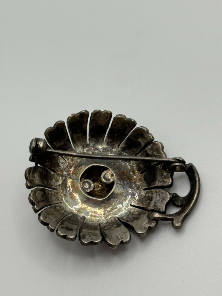 Vintage Sterling Silver Marcasite Flower Brooch | eBay