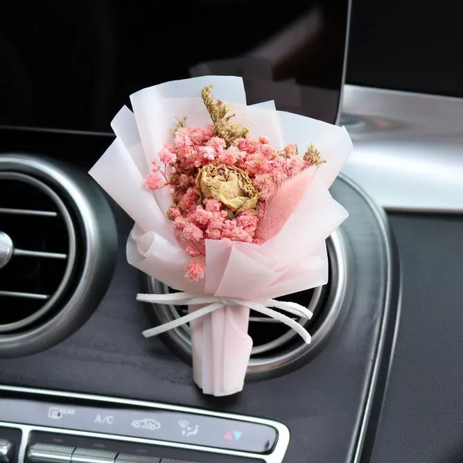 Handmade Mini Natural Dried Flower Bouquet Car Air Freshener Vent