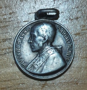 🥈VERY RARE • Catholic Pope Pius XII Medal • 1954🥈