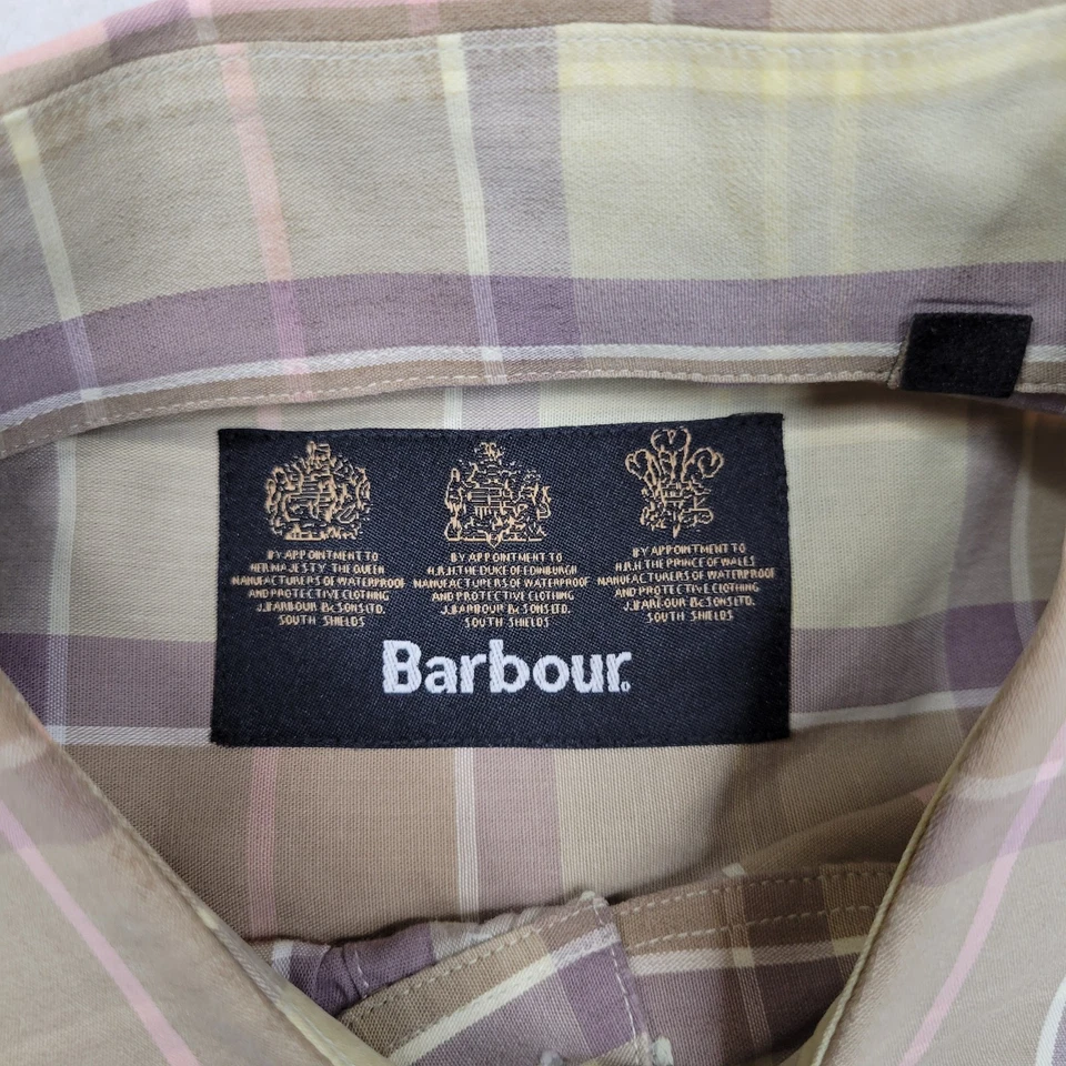 Camisa Barbour Para Hombre Grande Beige Púrpura Tartán Cuadros Abotonada Algodón Clásica Foto 3 de 4