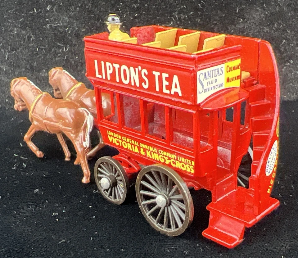 Lesney Yesteryear No 12 Horse Drawn Lipton's Tea Red Bus Matchbox w/Box - Image 4 of 4