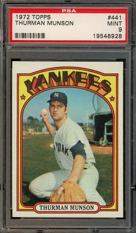 1972 Topps #441 Thurman Munson MINT PSA 9 New York Yankees TOUGH! 8928