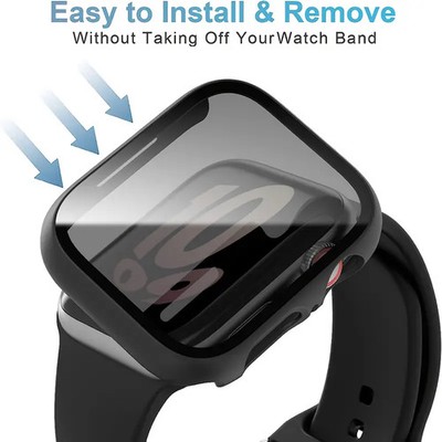 2 Stück Case Für Applewatch Für Series 9 8 7 6 5 SE  Schutzhülle Hülle 9H Cover
